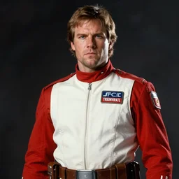 portrait of a man by greg rutkowski, he looks like greg grunberg, tall and burly, star wars expanded universe, he is about 3 0 years old, wearing red and white starfighter pilot uniform from the galactic triunvirate.