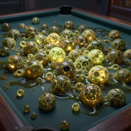 a professional photographic view picture of a pool full of slimy balls ,photographic filter unreal engine 5 realistic hyperdetailed 8k ultradetail cinematic concept art volumetric lighting, fantasy artwork, very beautiful scenery, very realistic painting effect, hd, hdr, cinematic 4k wallpaper, 8k, ultra detailed, high resolution, artstation trending on artstation in the style of Albert Dros glowing rich colors powerful imagery