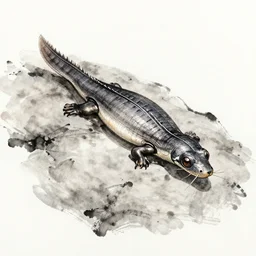 eel, on musk, ink painting