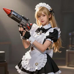 Attractive Maid Costume Rocket Launcher Girls in apex legends as an anime character digital illustration portrait design by Ross Tran, artgerm detailed, soft lighting