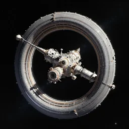 a digital painting of a ring shape space station. 4 k