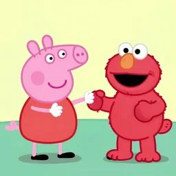 peppa pig in a boxing with elmo