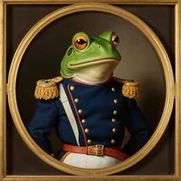 pepe the frog as 1 9 th century prussian general, elegant portrait by sandro botticelli, detailed, symmetrical, intricate