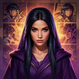 head-on symmetrical centered painted portrait, Maya Ali as a mage, matte painting Arcane DOTA Blizzard pixar, maya engine on stylized background splash comics global illumination lighting artstation, by Jesper Ejsing, RHADS, Makoto Shinkai and Lois van baarle, ilya kuvshinov, rossdraws