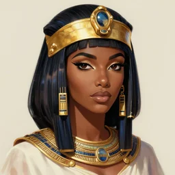 A realistic anime portrait of a beautiful, dark-skinned Cleopatra, digital painting, by Stanley Artgerm Lau, Sakimichan, WLOP and Rossdraws, digtial painting, trending on ArtStation, SFW version