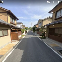 google streetview screenshot of japanese home street in color from 1 9 6 7