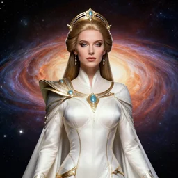 portrait of the powerful empress of the solar system in the style of anna dittmann and in the style of donato giancola and in the style of charlie bowater. glowing, ornate and intricate, stunning, dynamic lighting, complex and detailed.
