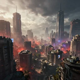a panoramic photo of a post - apocalyptic city from the ps 5 game dying light rendered in unreal engine 5, focused, concept key art by greg rutkowski, bloom, dramatic lighting