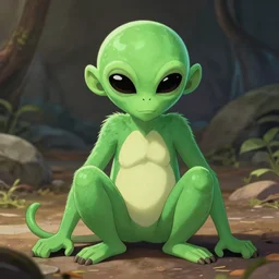 green alien monkey man