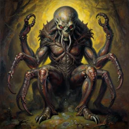 a painting of chtulhu in the style of donato giancola, and in the style of charlie bowater, and in the style of arthur rackham. symmetry, smooth, sharp focus, semi - realism.