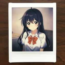 Polaroid photograph of anime girl, pixiv