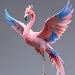 pink and blue flaming phoenix, unreal engine 5, intricate, detailed, realistic