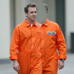 footage of nicolas sarkozy as joe dalton wearing an orange prisonner jumpsuit