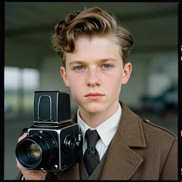 kodak portra 4 0 0, 8 k, highly detailed, britt marling style 3 / 4 photographic close, press award winning colour portrait of a handsome airfield boy, up face with 1 9 2 0 s hairstyle, 1 9 2 0, 1 9 2 0 s style, asymmetrical, hasselblad x 1 d - 5 0 c, 1 0 0 mm f 1. 8, soft light