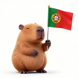 capybara holding portugal flag digital art