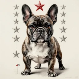 a detailed and complex, highly detailed, concept art, soviet propaganda poster depicting a french bulldog. painting by irakli toidze