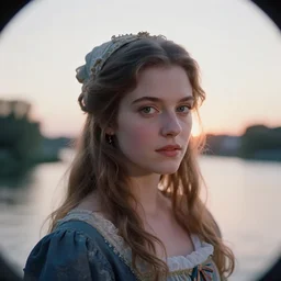 closeup _ plate _ photography _ portrait _ of _ a _ stunningly _ beautiful _ english renaissance _ female _ maiden _ in _ soft _ dreamy _ light _ at _ sunset _ beside _ the _ river _ soft _ focus, annie leibovitz, hasselblad, nikon, steve mccurry, david lazar, jimmy nelsson