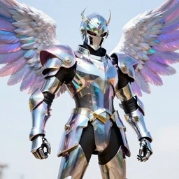 knight in prismatic shiny armor with wings art by Daniel Dociu detailed hd