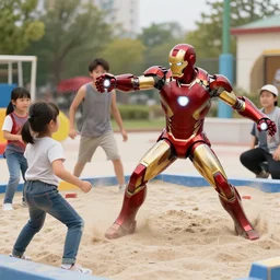 iron man punching kids at sandbox