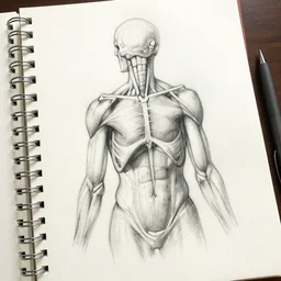 anatomy study, pencil on paper, acclaimed sketchbook art