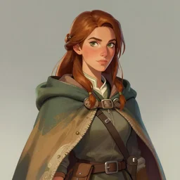 portrait of female adventurer, with a cloak, detailed, colorful, Aleriia_V, art station, deviant art, rpg portrait