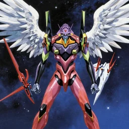 anime evangelion, epic space battle with angels and eva-01, high quality, wallpaper