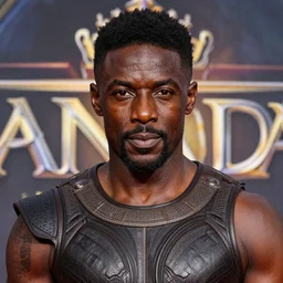 portrait of idris elba as t'challa, centered, asymmetric, wakanda background, hyper realistic, ultra detailed, 8 k, no mask, masterpiece, trending on artstation