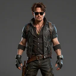 Johnny depp cel-shaded, borderlands character, unreal engine