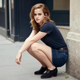 emma watson slavsquatting on the streets, digital art