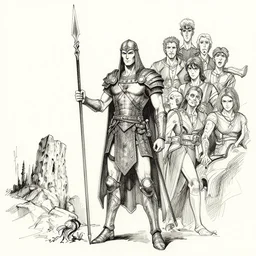 beautiful ink sketch, a skythian spearman by chris riddell, by ilya kuvshinov, wlop, krenz kushart, boris vallejo, ayami kojima and ayami kojima