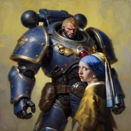 full character portrait max mad cyberpunk warhammer 4 0 k, tech priest not the girl with the pearl earring character design, painting by gaston bussiere, katsuya terada, wyeth, ( ( ( ( ( vermeer ) ) ) ) ), frank frazetta, mucha, tom of finland, trending on artstation