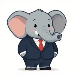 smiling elephant in business suit, vector illustration