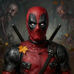renaissance autumnal, deadpool portrait!! a surrealist painting, polycount, behance, surrealism, surrealist, lovecraftian, cosmic horror, grotesque, fantasy, portrait, highly detailed, digital painting, trending on artstation, concept art, sharp focus, illustration, art by michelangelo