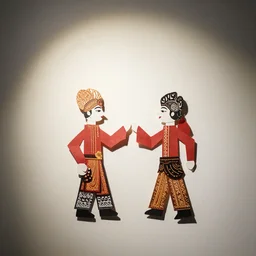 javanese paper puppets, studio lighting, random wall or scenery background