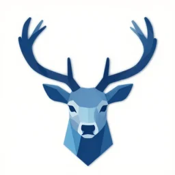 deer head, 2 d low polygon art, symmetric art, blue, vector art