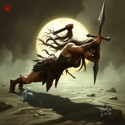 digital art of an elvish woman warrior doing pushups in the style of kan liu ( 6 6 6 k )