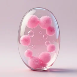 realistic oval glass filled with pink bubbles 3 d