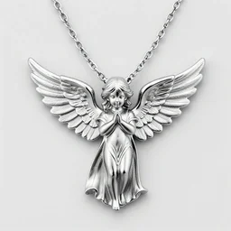 2 tone 3 d 6 winged angel necklace, jewelry render, photography, raytraced