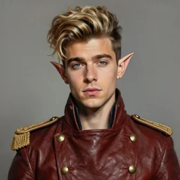 portrait painting of zayn malik as an elf by jeremy mann, wearing leather napoleonic military style jacket, only one head single portrait, pointy ears