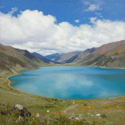 painting of the humantay lake