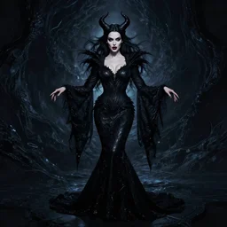 style of jeremy lipking : : gorgeous willa holland : : evil witch, swirling black magic, black dress : : symmetrical face, symmetrical eyes : : full body pose : : gorgeous black hair : : magic lighting, low spacial lighting : :