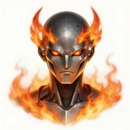 character concept portrait, centralized head and upper torso, fire elemental, style digital painting, concept art, smooth, sharp focus, illustration, from metal gear, by moebius, artgerm