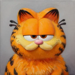 portrait of garfield the cat oil on canvas
