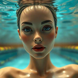 closeup face portrait of a tin toy lady 1 9 2 0 s swimmer in a swimming pool, nicoletta ceccoli, mark ryden, lostfish, max fleischer, depth of field, detailed and intricate environment, 8 k resolution, hyperrealistic, octane render