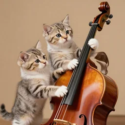 an amazing award winning photo of kittens playing contrabass, very detailed and sharp, 4k hdr, masterpiece
