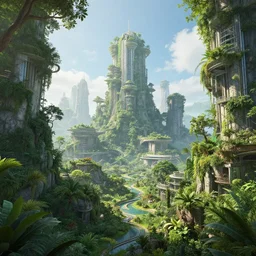 a utopian city scape, beautiful, futuristic, lush, craig mullins