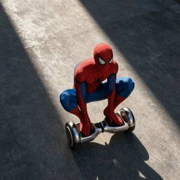 spiderman falls of a hoverboard