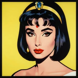 beautiful portrait of elizabeth taylor as cleopatra, by roy lichtenstein, pop art