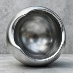 weird amorphous chrome hull empty inside defunct on the concrete