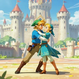 zelda dancing salsa with link inside the castle